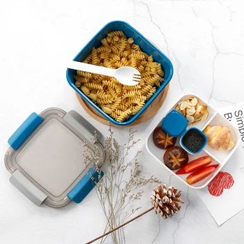 1.1 L/1,5 L Portabil Salata de Pranz Container Compartiment Cutie de Prânz pentru Salata de Topping-uri, Snacks-uri cu Microunde în condiții de Siguranță Mari Cutii Bento