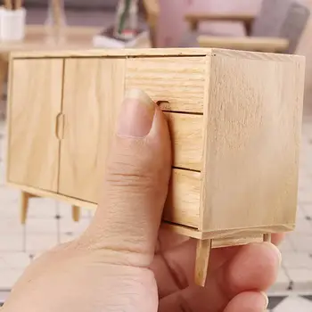1:12 Miniatură Păpuși 3D din Lemn, Mobilier Cabinet Rafinat DIY din Lemn in Miniatura Păpuși Cabinet Bufet pentru Copii