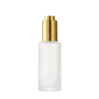 1 oz 30 ml Sticlă Mată Esențiale Ulei Rece Dropper Flacon Ser Anticearcan Cu Aur, Capac de Argint, 10 de Piese de logo-ul personalizat