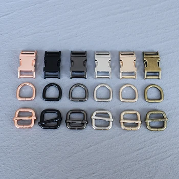 1 set 15mm cataramă de metal regla catarama D inel 3-piese placate cu Curele Chingi articole de Îmbrăcăminte Gulere Câine de Top de Calitate Aliaj de Zinc culori 6