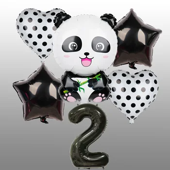 1 set de desene animate de animale panda balon de folie 32inch numărul petrecere de ziua de decorare pentru copii balon temă junglă decor petrecere