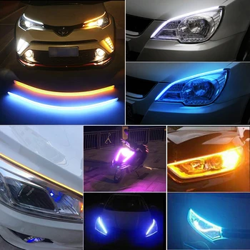 10 perechi de Faruri Masina Decorative Benzi cu Led-uri de Culoare Dual Streamer Lumina Benzi Flexibile de Semnalizare DRL Daytime Running Lamp