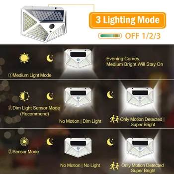 114 LED-uri de Energie Solară Senzor de Mișcare PIR, Lumini de Perete rezistent la apa Lampă Solară Prispa Grădină Lumina Solara Inteligent în aer Liber Lumini 1/2/4buc