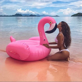 150CM 60 Inch Gonflabile Gigant Flamingo Piscinei Roz Plimbare-Pe Inel de Înot Adulți Copii Vacanta de Apă Jucării Partid Piscina