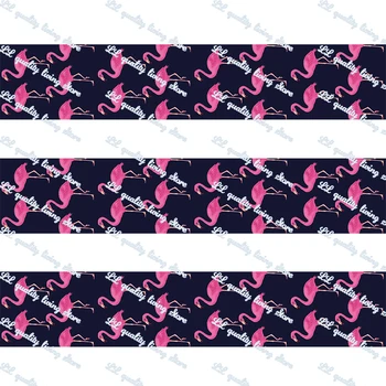 16-75MM Flamingo Desene animate imprimate Grosgrain Panglică de 50 de Metri/Rola Banda de Îmbrăcăminte produse de Panificatie Ambalaj Cadou Accesoriu Hairbow Cap