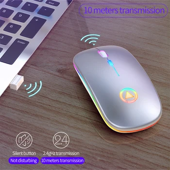 2.4 GHz Wireless Mouse-ul RGB Reîncărcabilă Calculator Mause Tăcut Ergonomic LED Șoareci optice USB cu iluminare din spate Mouse-ul pentru laptop PC