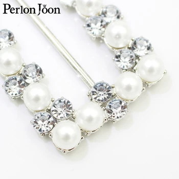 2 buc 6cm(interior 4,5 cm) dreptunghi perle Acrilice rhinestons rochie de mireasa panglică de argint crystal curea buckel accesorii KT023