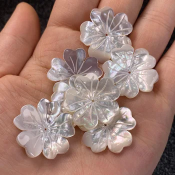 2 buc Carven Alb Shell Flori Naturale Pure Material Petale de Flori 3D Margele pentru Handmade Colier DIY Bijuterii