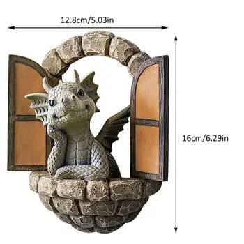 2 buc Dragon Ieșit Pe Ușă Grădină Rășină Statuie în aer liber Curte de Arta Dragon Sculptura masina de Decorare Perete Copac Ornament Decor