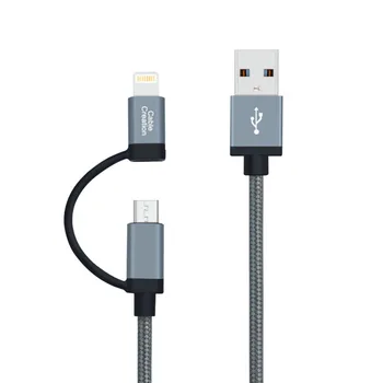 2-în-1 Cablu Lightning, [MFi Certificat] CableCreation 0.8 Metri Lightning si Micro USB la USB de Date de Sincronizare Cablu de Încărcare