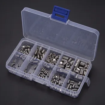 200pcs/set Durable Grub Șuruburi din Oțel Inoxidabil 304 Hexagonal Șurub Grub Șuruburi Sortiment Kit M3-M8