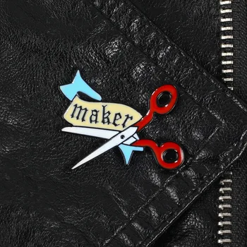 2019 Foarfece Email Pin Desene animate Banner Maker butonul insigna brosa sac de Guler de Camasa Artizanat Bijuterii Cadou pentru Prietenii breloc