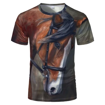 2021 Europa și America 3D noi cai de animale imprimate tricou casual moda gât rotund tricou barbati maneca scurta tricou T-shirt