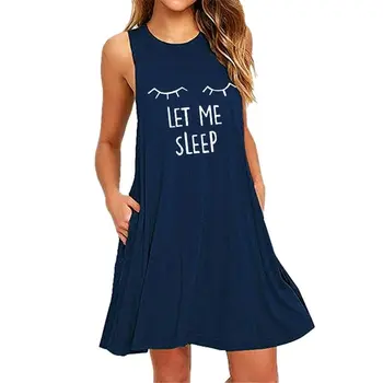 2021 Femei Scrisoare Cămăși De Noapte Și Sleepshirts Pijamale Drăguț Tricou Imprimat Rochie De Seara Fără Mâneci Îmbrăcăminte De Noapte