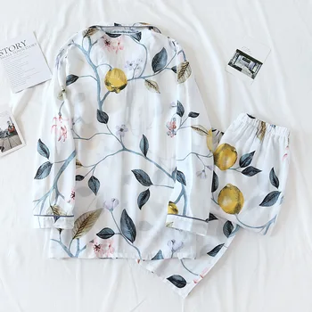 2021 Japoneză Nou Stil Doamnelor Vara Pijama din Doua piese Vascoza Mare de Flori Elegant Subțire, Serviciu Acasă Costum Liber Sleepwear
