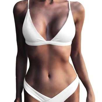 2021 Noi Bikini Femei Costume de baie Femei Bikini Set Solid Set de Bikini Sexy Beach Purta Biniki Set costum de Baie Costum de Baie pentru Femei
