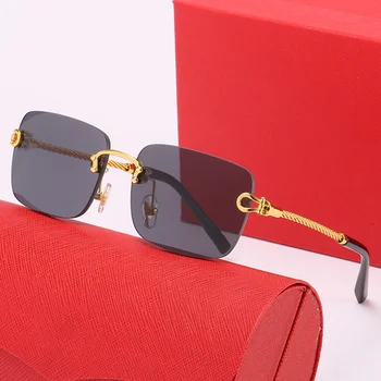 2021 Nou fără ramă Dreptunghi ochelari de Soare Femei Bărbați Nuante de Brand Designer de Gradient UV400 Retro ochelari de Soare Fara rama TYJ-50