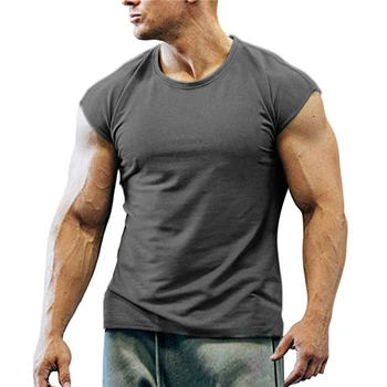 2021 Nou Musculare Barbati Tricou Fitness T-shirt Mens O de Gât Omul Negru T-shirt Pentru bărbați Tricou S-2XL 4 Culori