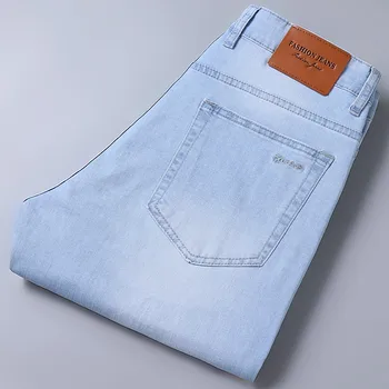 2021 Primavara-Vara Noi Bărbați Spălat Lumină Albastră Subțire de Blugi Stil Clasic Moda Stretch Slim-fit Denim Pantaloni sex Masculin Brand Pantaloni