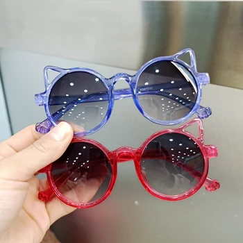2021 Tendințele Copii Ochi de Pisica ochelari de Soare pentru Copii Ochelari de Soare Copii Vintage Ochelari Colorate Drăguț pentru Băieți și Fete Negre Rotunde Ochelari de soare UV400