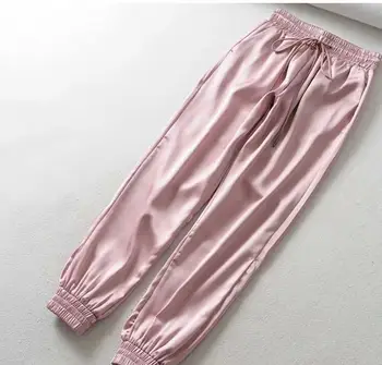 2021 Vară Satin Pantaloni Stilul de Euro, pentru Femei Talie Elastic Pantaloni Alunecare de Suprafață Pantaloni Stil de Stradă