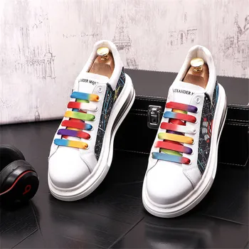 2021 Înaltă Calitate Nou Brand de Designer Alb Bărbați Dantela-Up Pantofi Platforma de Cauzalitate Balerini Mocasini de Lux Punk Rock de Mers pe jos Adidași