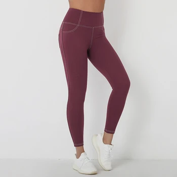 2021Sports doamnelor imitație denim de buzunar hip fitness yoga pantaloni cu talie înaltă anti-squatting sportive difuzate de sport sală de gimnastică jambiere
