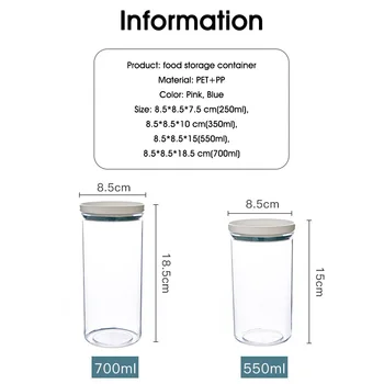 250/350/550/700 borcane de Sticlă de Depozitare a Alimentelor Anti-coroziune Container Bucatarie Organizator Etanșă a Recipientului pentru Făină de Cereale cu Zahăr