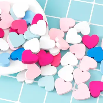 25Pcs Inima Margele din Lemn Multicolor Grădiniță Puzzle Creativ Margele din Lemn Pentru DIY pentru Copii Brățară Colier Bijuterii