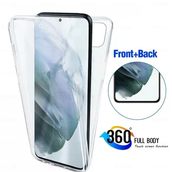 360 Clar Silicon de Caz Pentru Samsung Galaxy S21 FE Full Cover Pentru Samsung Galaxy A02 A02s A12 A52 4G A52 5G Dublu de Silicon Caz