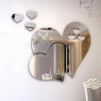3D Inima Oglindă de Perete Autocolant Decal DIY Acasă Cameră de Decorare Arta de Dragoste Model Detașabil Cameră Decal Toaletă Masă Autocolante
