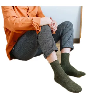 3pairs de Bărbați Șosete de Lână mai Calde Solid de Culoare Șosete Potrivite pentru Busines Populare în timpul Iernii Ciorap Tip de Mare Grosime Material