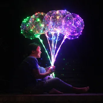 3pcs Reutilizabile Intermitent Lămpi cu Balon Luminos Led Baloane Cu Stick Transparent Baloane Petrecere Copii Jucărie Decor Nunta