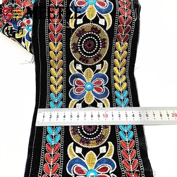 3Yards Moda Embroideried Dantelă Panglică Etnice Chinga Benzi Haine Sac de Pantofi Dantelă Decorative Ornamente DIY Accesorii de Cusut