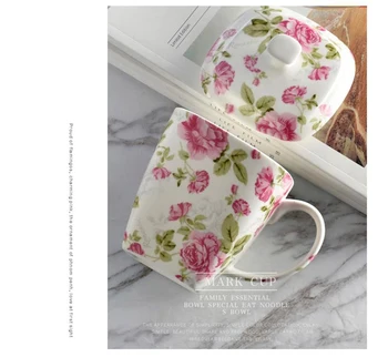 500ML floral Drăguț rose bone china cana de cafea, flori creativ proiectat, ceramica cana de apa, dimineata lapte cu cana, cadou de nunta