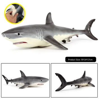 55x24x17cm Mare de Viata Mare Moale Marele Rechin Alb Model Figurine Animale Ocean Rechin Mare Colecție de Jucării Pentru Copil Cadou