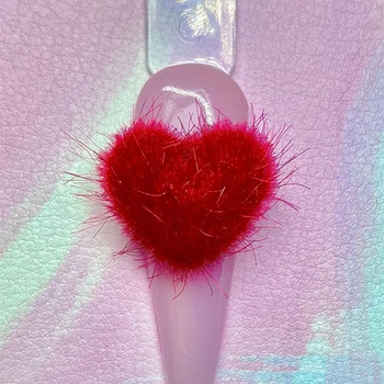 5pcs Inima Pufos Pompoms 3D Decoratiuni de Arta Unghiilor Detasabila Magnetic Moda DIY Ornament de Manichiură Accesorii de Design