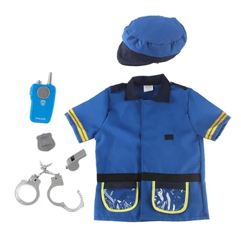 6Pcs/set Ofițer de Poliție Set Kid Joc de Rol Jucaria Walkie Talkie w/ Insigna Cătușe Fluier Recuzită Kit pentru Polițist Pretinde