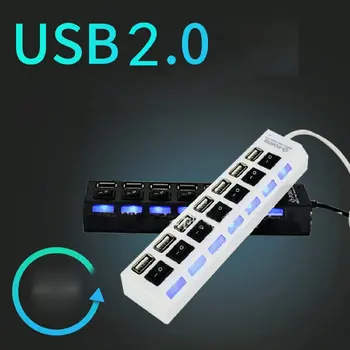 7 Porturi USB 2.0 Adaptor de Mare Viteză Multi-interfata Hub Power on/off Comutator Independente de Indicatorul luminos de Șapte-bit Splitter