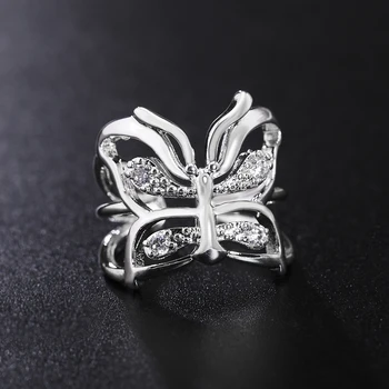 925 Inel Argint Încrustat Zircon Inel De Fluture Pentru Femei Bijuterii Farmec Cadou De Logodnă R035