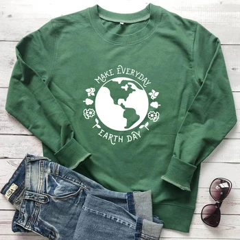 A Face De Zi Cu Zi Ziua Pământului Tricoul Estetică A Salva Planeta Noastră Mediu Jachete Femei Drăguț Grafic Vegan Eco Pulovere