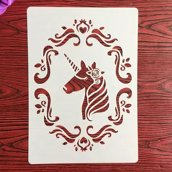 A4 29 * 21cm unicorn Mandala BRICOLAJ Sabloane Pictura pe Perete Album de Colorat Relief Album Decorative de Hârtie Șablon Carte
