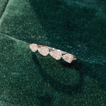 Aazuo Orignal Aur Alb de 18K Diamante Reale 0.15 ct Moda Minunat Picătură de Apă Linie Inel pentru Femei de Moda, Cadou de Ziua de nastere