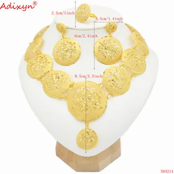 Adixyn Dimensiuni Mari Seturi de Bijuterii pentru Femei cu Aur de 24k Culoare Cupru Nigeria din Africa Colier Cercei Set Inel de Nunta Cadouri N04214