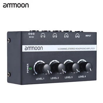 Ammoon HA400 Ultra-compact cu 4 Canale Audio Mini Stereo Amplificator pentru Căști cu Adaptor de Alimentare