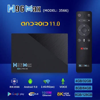 Android TV BOX H96 max RK3566 Smart TV Android 11.0 TV BOX DDR4 Quad Core 2.4 g-5g WiFi 8G 128G 8K Android11.0 Smart set top box