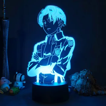 Anime 3d Lampa de Atac Pe Titan Lumina de Noapte pentru Copil Cadou Decor Dormitor Eren Jager Mikasa Ackerman Levi Figura Condus Manga 3D Lămpi