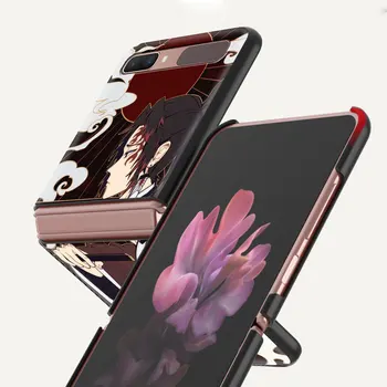 Anime Kimetsu Nu Yaiba Demon Slayer Negru PC Hard Cover Pentru Samsung Galaxy Z Flip 5G Telefon Mobil Caz Pentru ZFlip 6.7