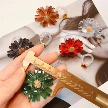 AOMU 2021 Noi Coreea Moda Exagera Forma de Flori Colorate Acrilice, Paiete Geometrice Rășină Inele Pentru Femei Fete Petrecere Bijuterii