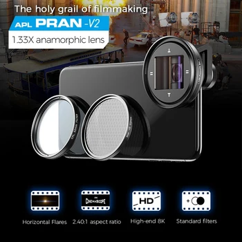 APEXEL 1.33 X Anamorfic Lentile Mobile 4K UHD cu ecran Lat Film Lentile Vlog Deformare Lentile pentru IPhone Smartphone-uri Samsung